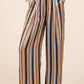 Mittoshop Oh Hey There Striped Satin Elastic Waist Wide Leg Pants in Navy Multi