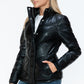 Snobbish Puffer Love Pocketed Zip Up Turtleneck Puffer Jacket in Black