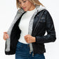 YMI Hooded and Happy Removable Faux Layered Multi-Pocket Jacket with Fuzzy Hood in Black