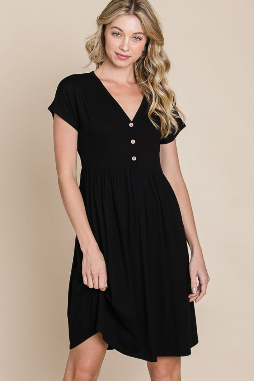 BOMBOM Stick With Me V-Neck Short Sleeve Dress