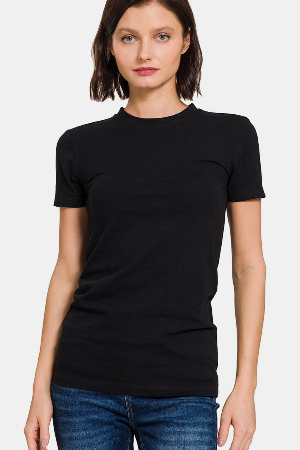 Zenana Bias Crew Neck Short Sleeve T-Shirt