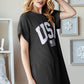 Heimish U S A Graphic Short Sleeve Ribbed Top in Black