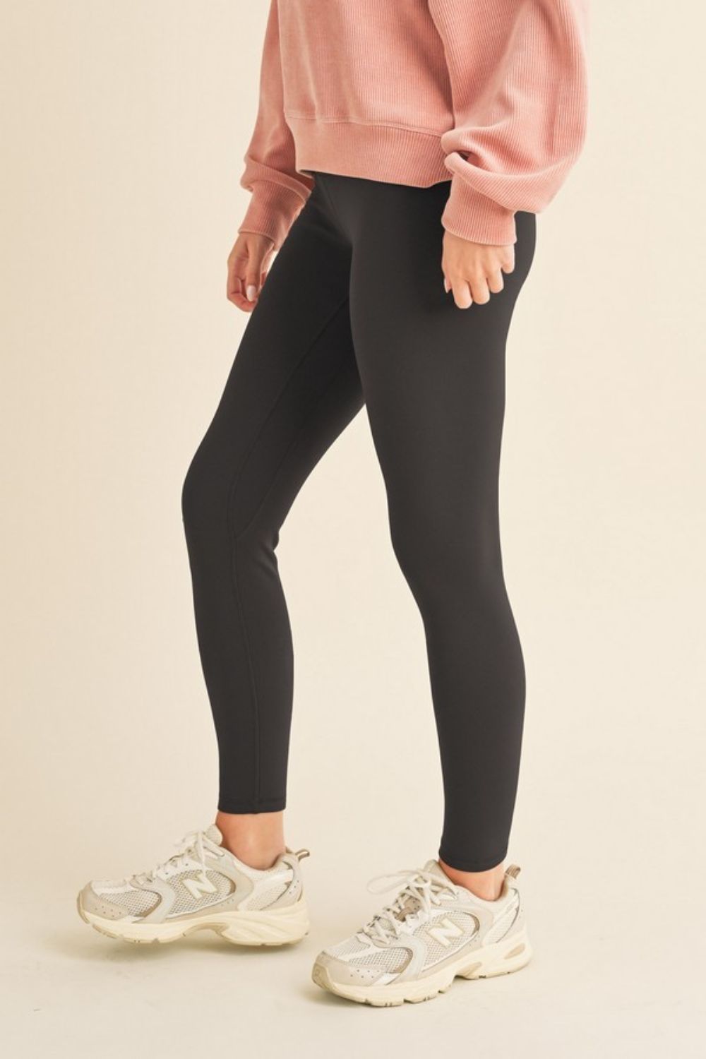 Yelete Conquer The Cold Fleece Lined High Waisted Leggings in Black