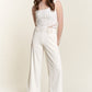 Davi & Dani Wide Awake Wide Leg Mid-Rise Pants in Cream