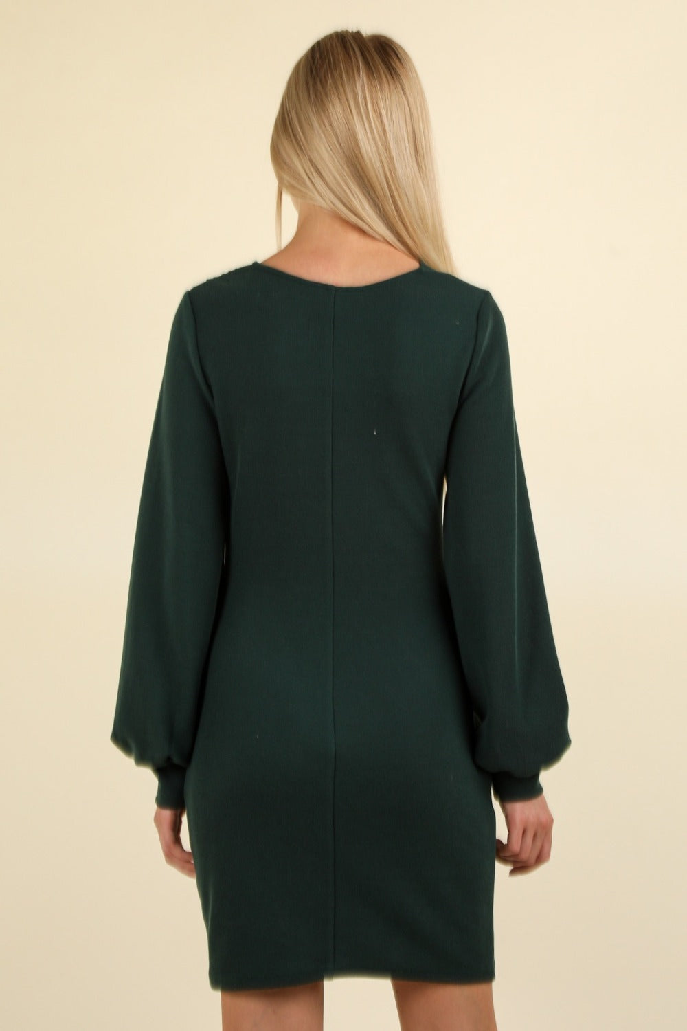 VERY J Ruched and Ready Bodycon Mini Dress in Forest