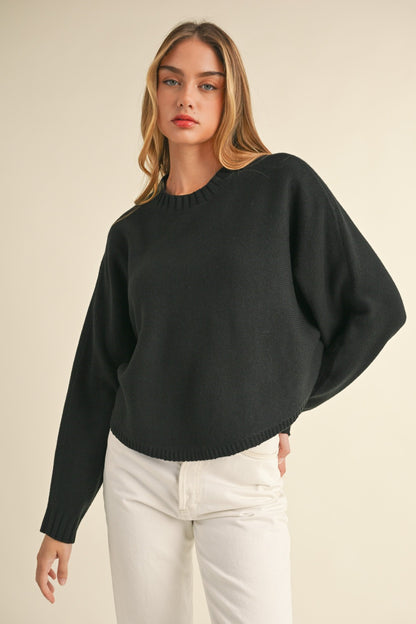 Mable Dolman Days Cropped Sweater in Black