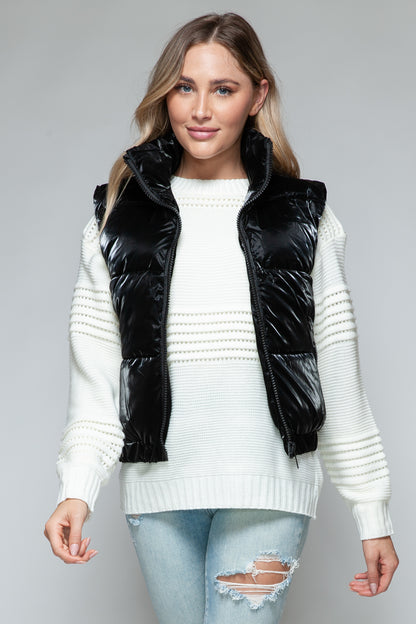 Snobbish Me and My Puffer Fine Fur Lining Quilted Vest in Black