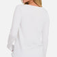 Zenana Make Your Mark V-Neck Long Sleeve T-Shirt in White