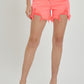 RISEN Carla Raw Hem Asymmetrical Waist Denim Shorts