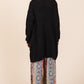 Mittoshop Cozy Hug Open Front Long Sleeve Longline Cardigan in Black