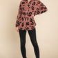 BOMBOM My Wild Spirit Animal Print Button Up Knit Shacket in Brick