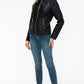 Snobbish Ready To Own The Night Faux Leather Zip Up Mock Neck Jacket in Black