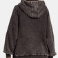 Zenana Easy Thinking Acid Wash Fleece Kangaroo Pocket Hoodie in Ash Black