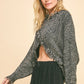 Davi & Dani Art of Asymmetry Fringe Hem Overlapping Asymmetrical Crop Sweater