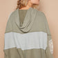 POL Breathe Easy Openwork Contrast Dropped Shoulder Hoodie Top In Sage