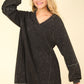 VERY J Oversized Memories Mineral Washed Oversized A-Line Mini Dress in Black