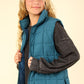 VERY J In Puffer Haven Zip Up Puffer Padded Warm Vest in Sea Foam