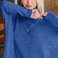 Zenana Never Let You Go Brushed Melange Hacci Turtleneck Sweater in Light Navy