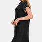 Zenana Spring Chill In The Air Mock Neck Short Sleeve Sweater Dress in Black