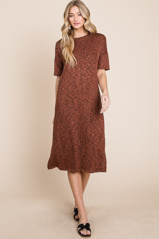 BOMBOM For The Evening Side Slit Midi Dress in Rust