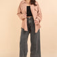 VERY J I'm Covered Button Down Textured Knit Shacket in Blush