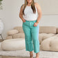 RFM Chloe Tummy Control High Waist Raw Hem Crop Jeans in Island Green