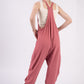 VERY J Summer Days Plunge Sleeveless Jumpsuit with Pockets