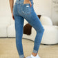 Judy Blue Nina Mid Rise Destroy & Cuff Skinny Jeans