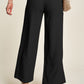 Davi & Dani Wide Awake Wide Leg Mid-Rise Pants in Black