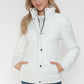 YMI Cozy Perfection Pocketed Zip Up Turtleneck Puffer Jacket in White