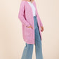 Mittoshop Cozy Hug Open Front Long Sleeve Longline Cardigan in Pink