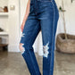 Judy Blue Nana High Waist Rigid Magic Heavy Destroy Straight Jeans