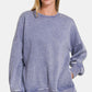 Zenana Endless Vibes High-Low Acid Wash Fleece Sweatshirt in Mauve