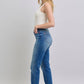 Judy Blue Julia Plaid Print Cuff Straight Leg Jeans with Pockets