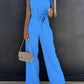 Captivating Muse Ruffled Round Neck Cap Sleeve Jumpsuit with Pockets
