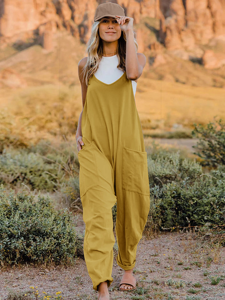 Double Take The Hot Shots Sleeveless V-Neck Pocketed Jumpsuit