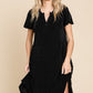 Culture Code Saving You Time Short Sleeve Ruffled Asymmetric Hem Dress in Black