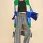 Davi & Dani Vibrant Beauty Color Block Kimono Sleeve Open Front Cardigan