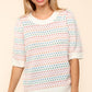 Haptics Vibrant Beauty Half Sleeve Multi Color Knit Top