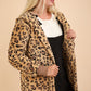 VERY J Where We Goin' Fuzzy Long Sleeve Hooded Jacket in Taupe Leopard