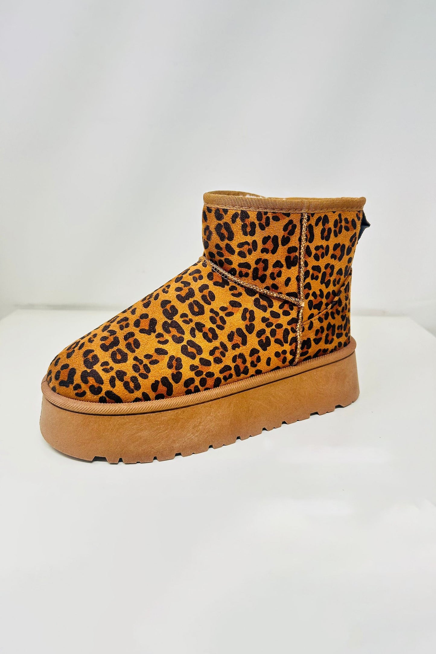 WILD DIVA Cat's Meow Thermal Furry Leopard Platform Booties