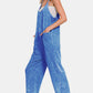 Zenana Oh Hey Funday Washed Spaghetti Straps Overalls with Pockets in Classic Blue