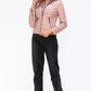 Snobbish Embrace The Day Faux Leather Zip Up Drawstring Hooded Jacket in Mauve