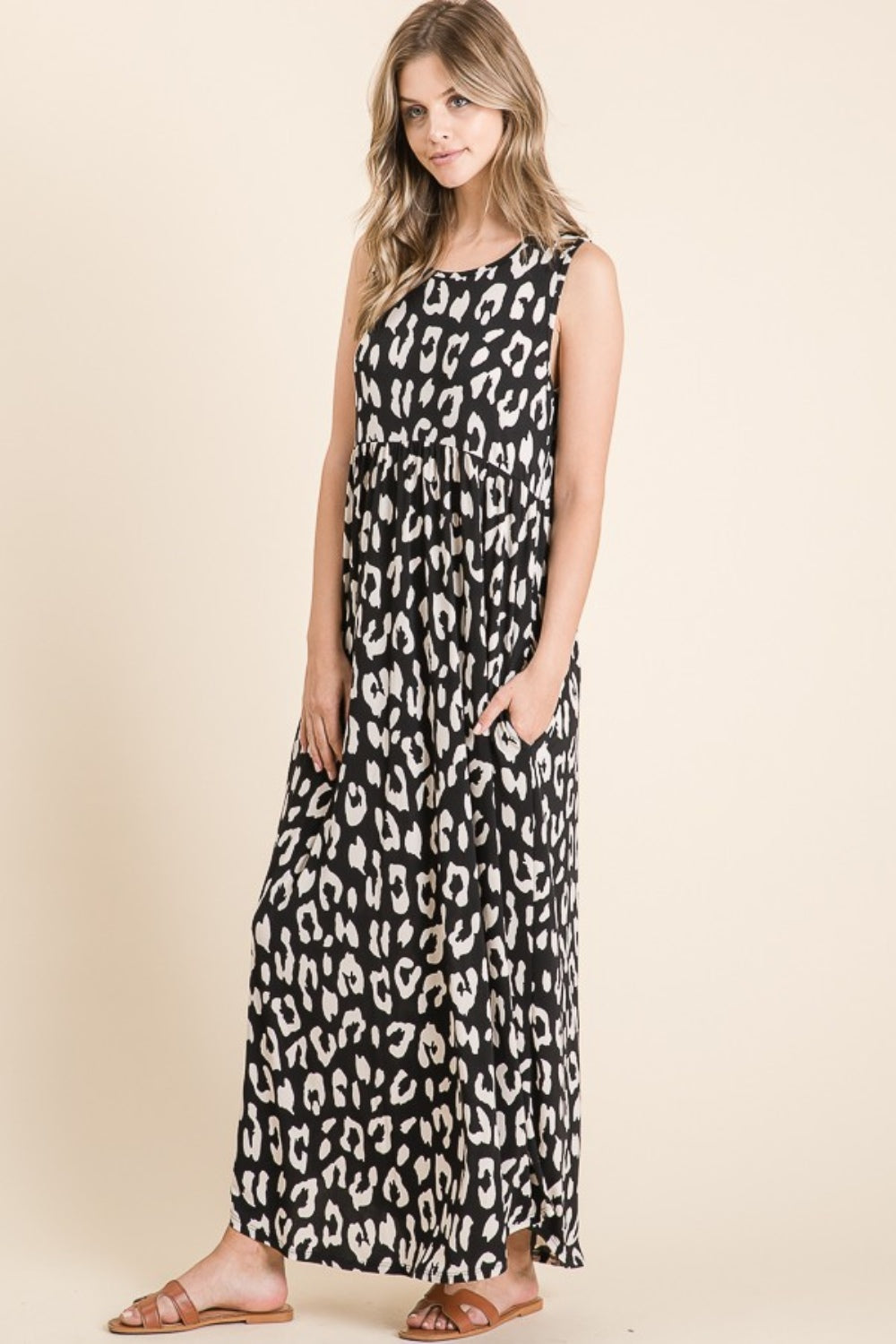BOMBOM Wild Livin' Leopard Maxi Dress with Pockets