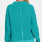 Zenana Everyday Cozy Exposed Seam Mock Neck Long Sleeve Sweater in Light Teal