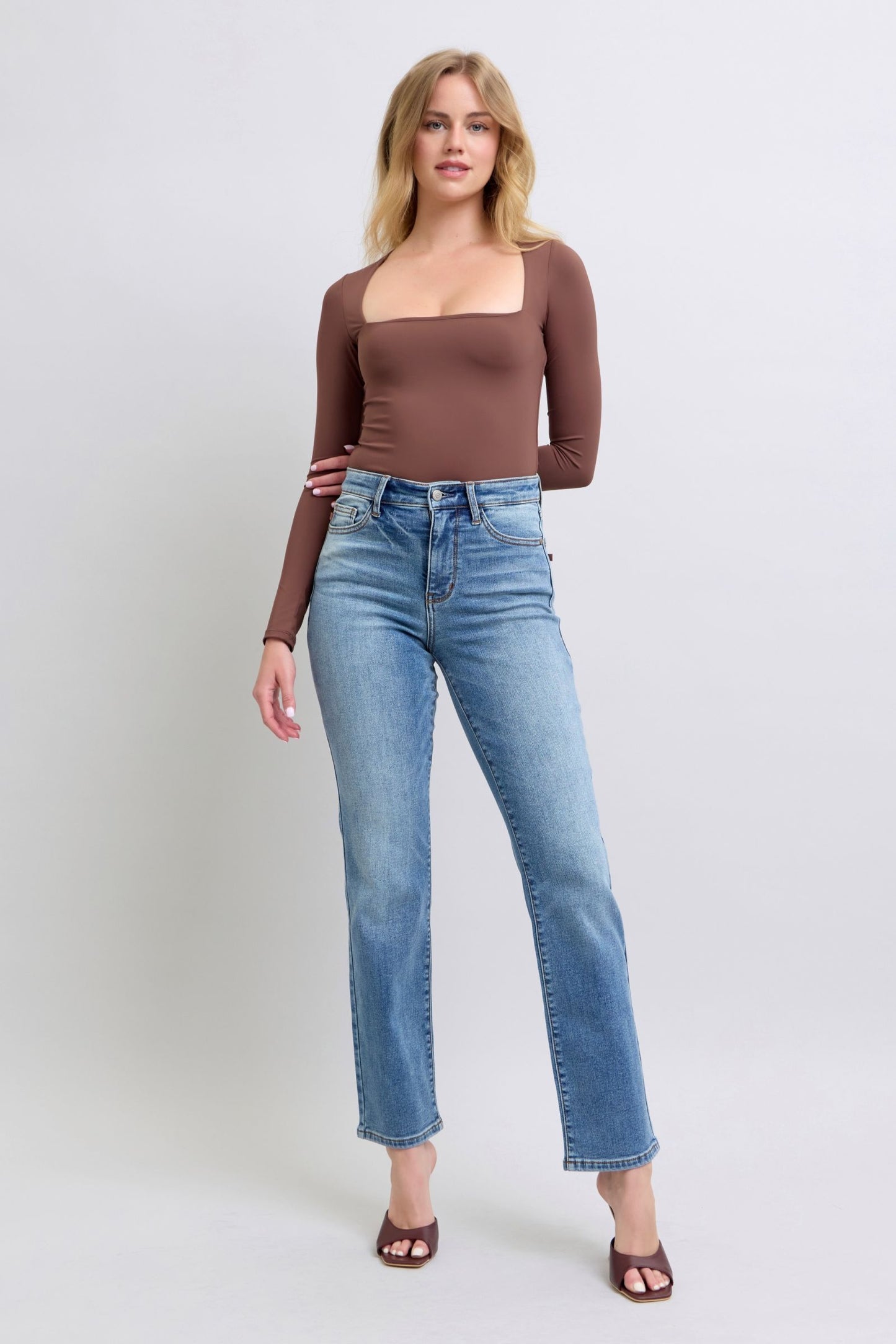 Judy Blue Jackie Vintage Wash Thermal Straight Jeans