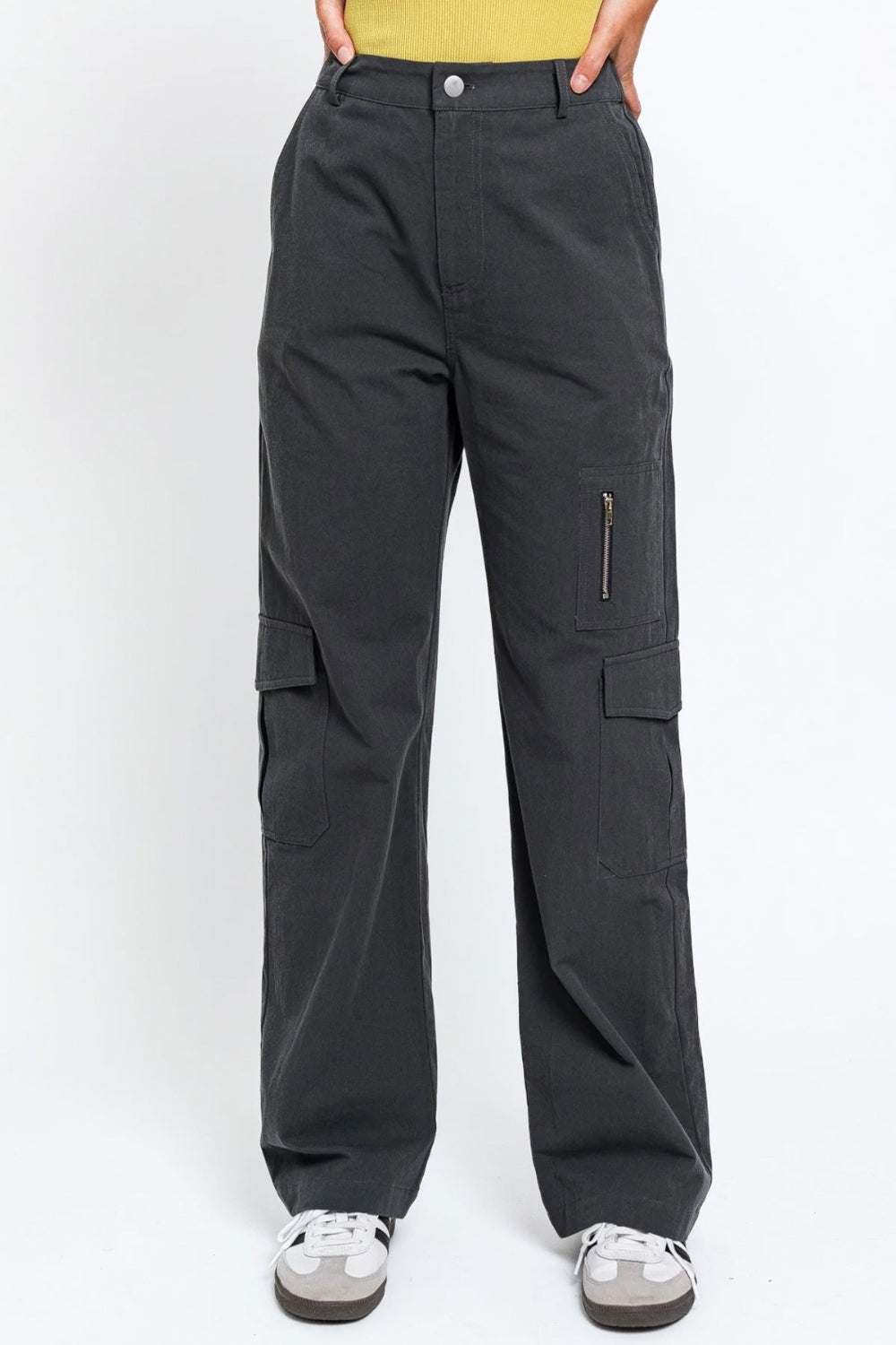 Tasha Apparel Out Of Site High Waisted Wide Leg Cargo Pants with Pockets