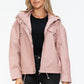 How Dare U My Favorite Layer Drawstring Hem PU Leather Zip Up Jacket in Mauve
