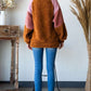 Culture Code A Vintage Year Color Block Faux Fur Raglan Sleeve Sweatshirt in Brown