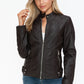 Snobbish A Wild Ride Faux Leather Biker Jacket with Side Zip Pockets in Chocolate